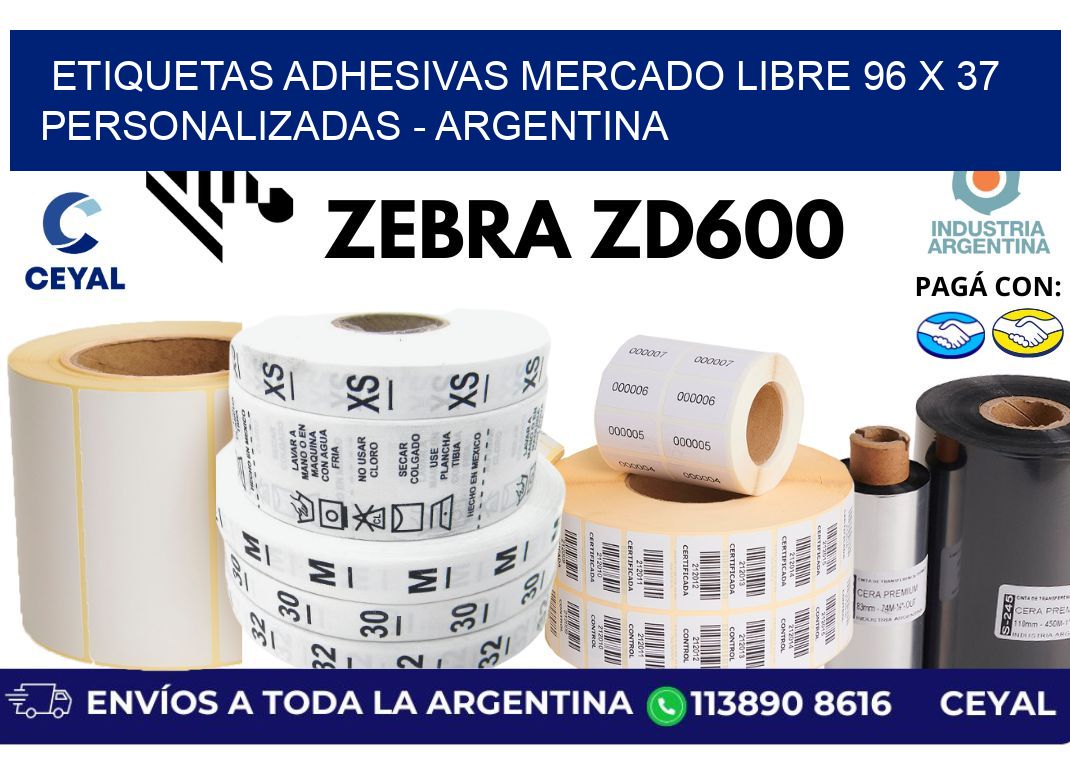 etiquetas adhesivas mercado libre 96 x 37 personalizadas - Argentina