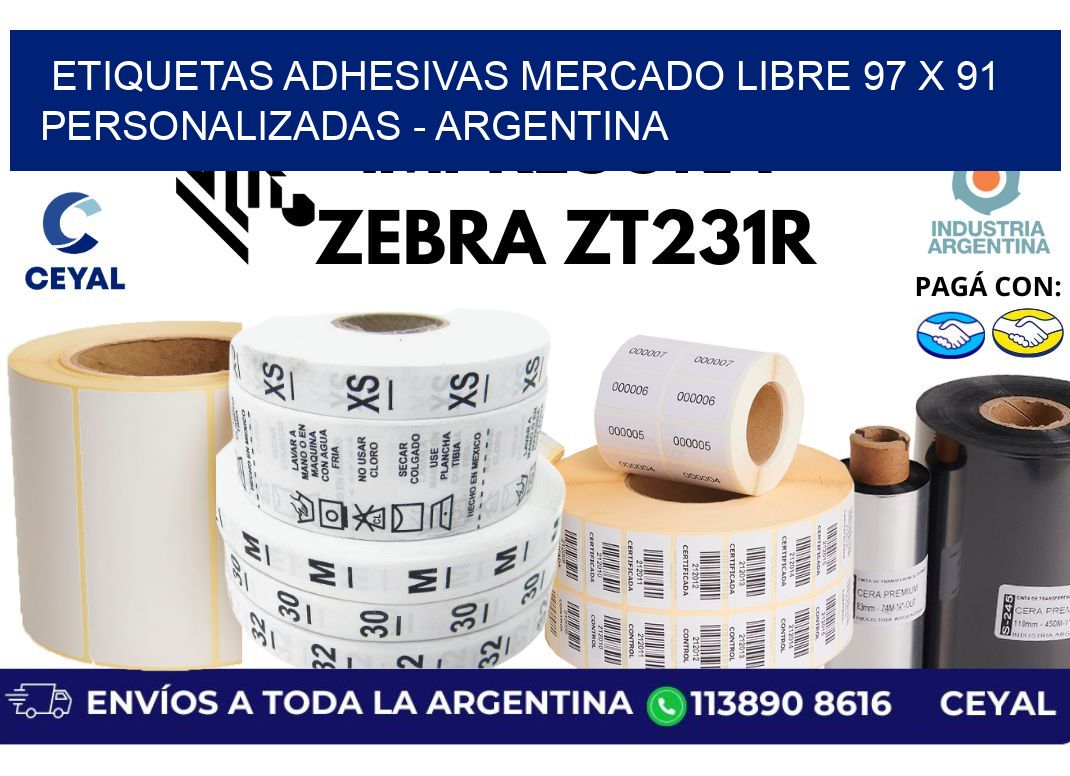 etiquetas adhesivas mercado libre 97 x 91 personalizadas - Argentina