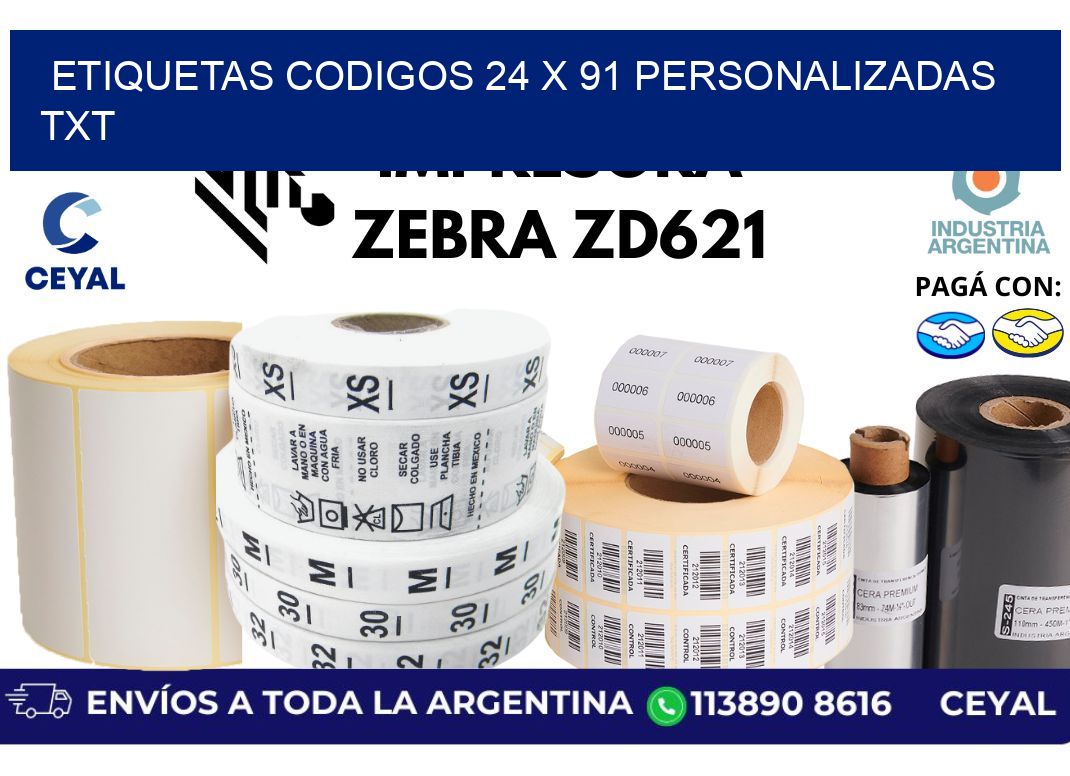 etiquetas codigos 24 x 91 personalizadas txt