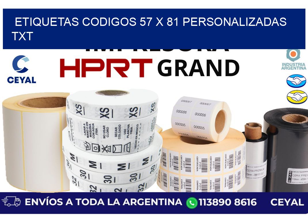 etiquetas codigos 57 x 81 personalizadas txt