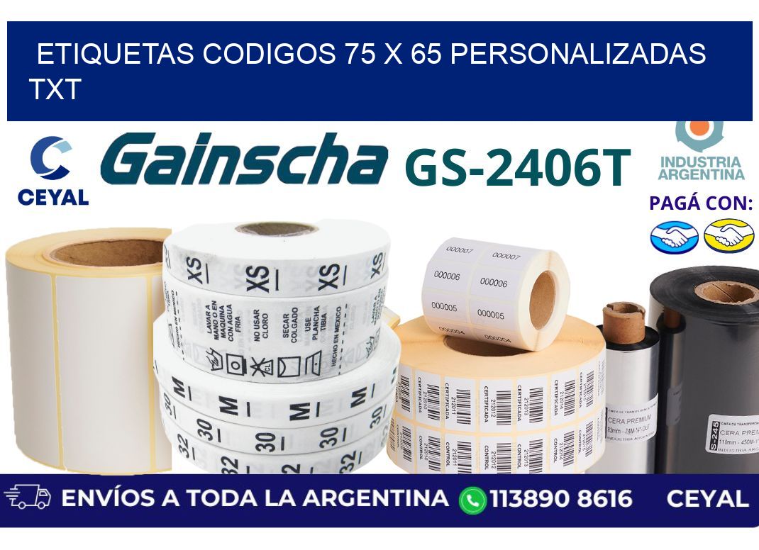 etiquetas codigos 75 x 65 personalizadas txt