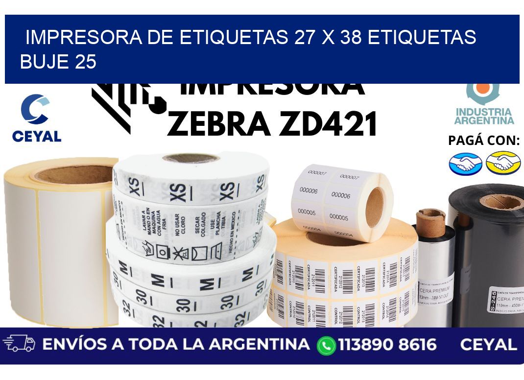 impresora de etiquetas 27 x 38 etiquetas  buje 25