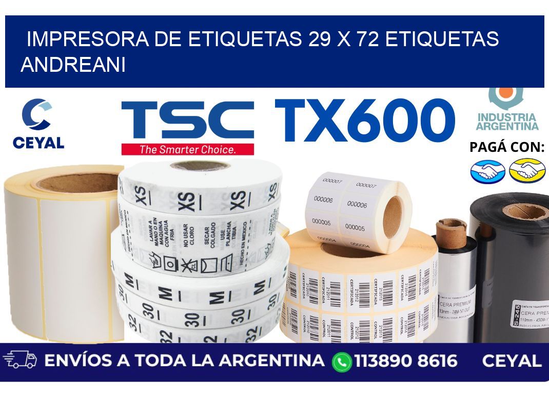 impresora de etiquetas 29 x 72 etiquetas andreani