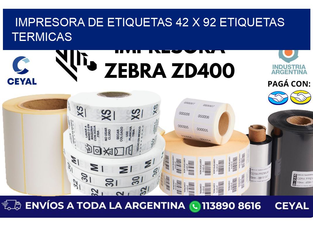 impresora de etiquetas 42 x 92 etiquetas termicas