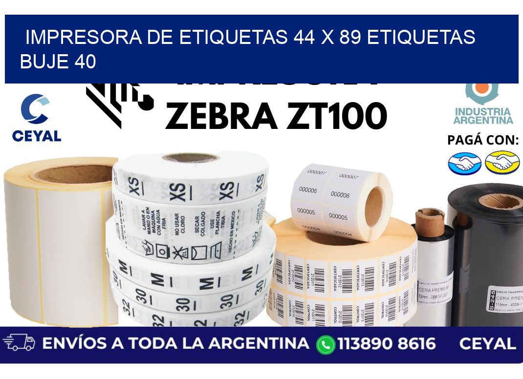 impresora de etiquetas 44 x 89 etiquetas buje 40