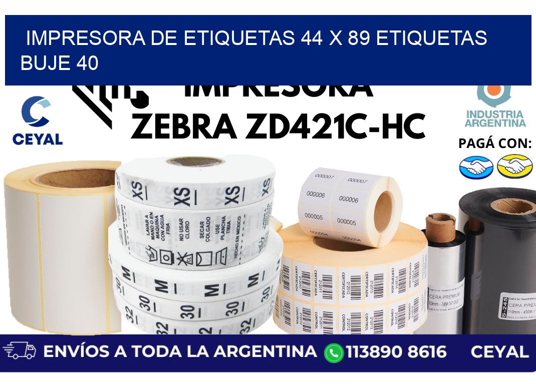 impresora de etiquetas 44 x 89 etiquetas buje 40