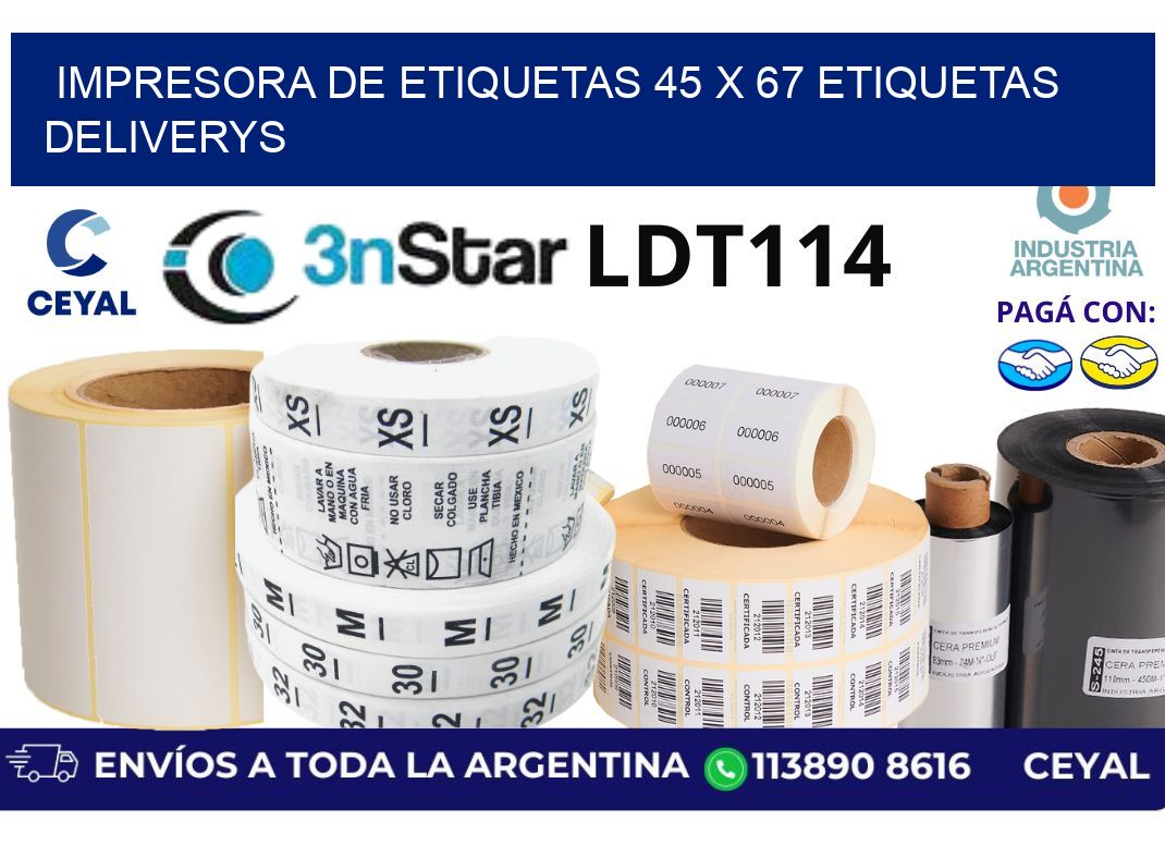 impresora de etiquetas 45 x 67 etiquetas deliverys