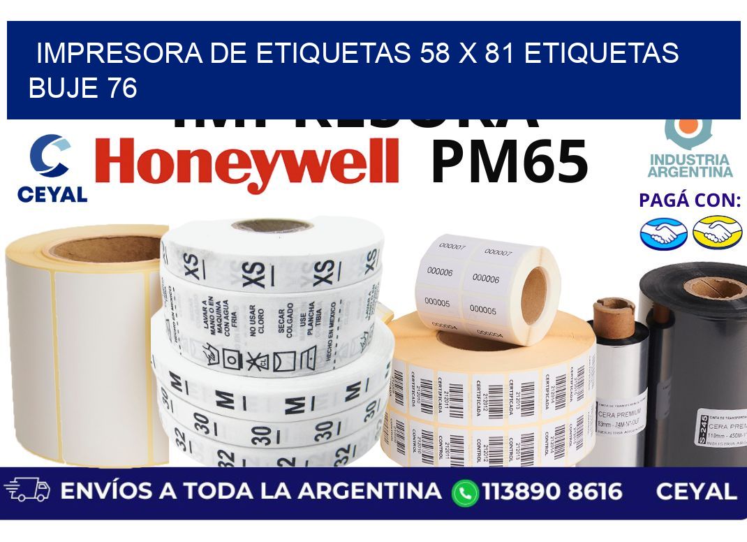 impresora de etiquetas 58 x 81 etiquetas buje 76