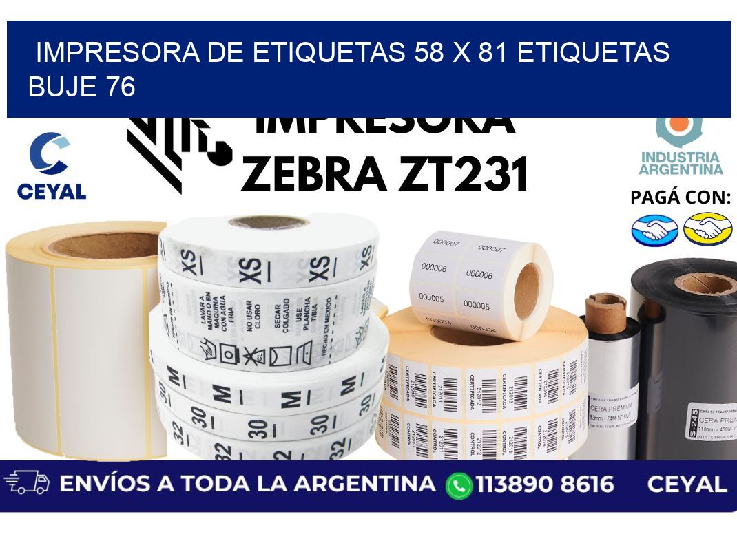 impresora de etiquetas 58 x 81 etiquetas buje 76