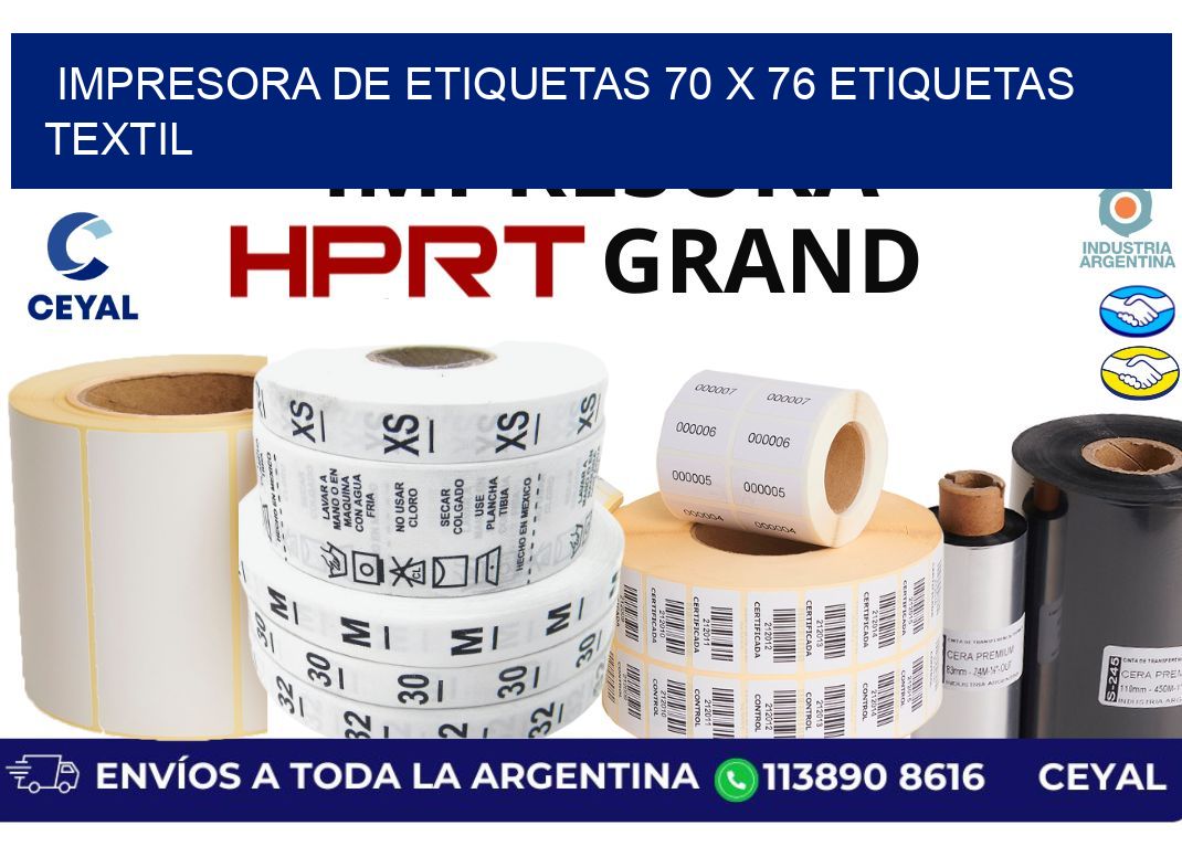 impresora de etiquetas 70 x 76 etiquetas textil