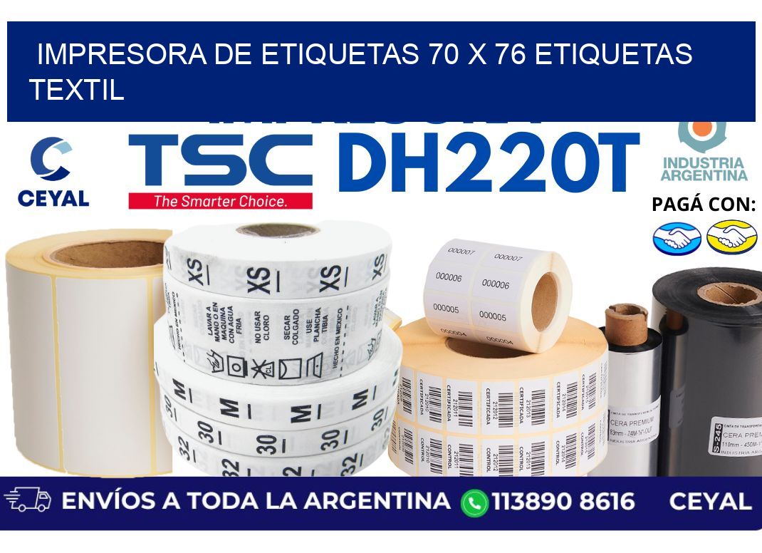 impresora de etiquetas 70 x 76 etiquetas textil