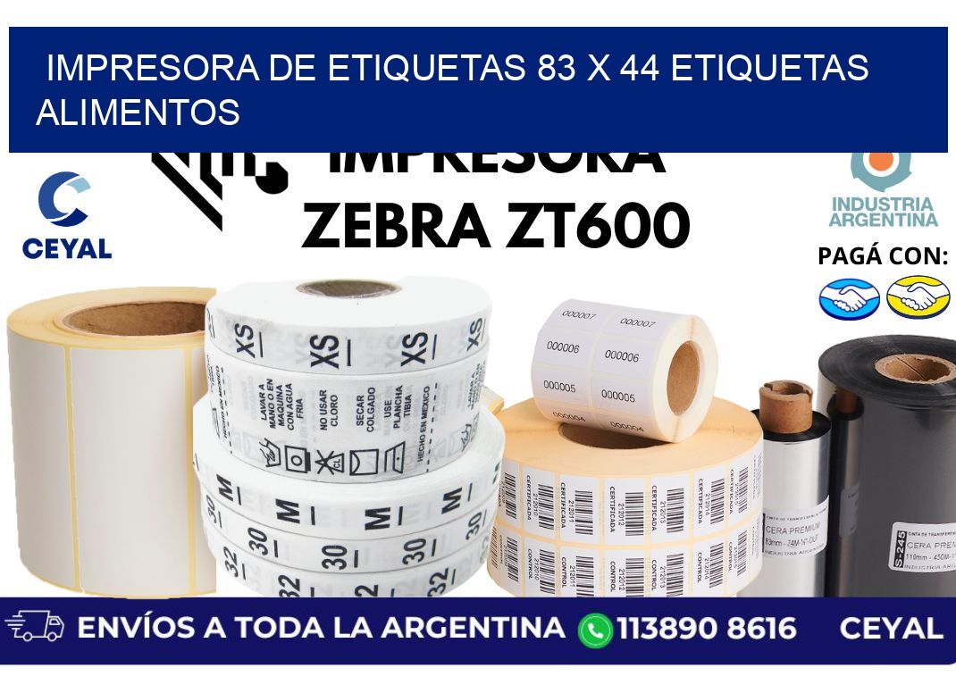 impresora de etiquetas 83 x 44 etiquetas alimentos