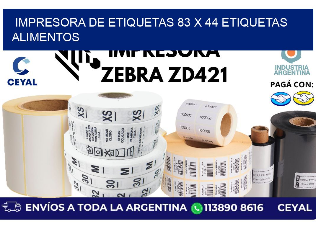 impresora de etiquetas 83 x 44 etiquetas alimentos