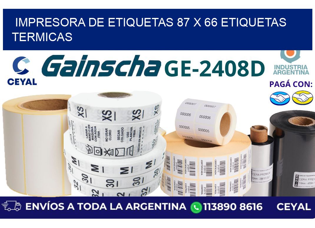 impresora de etiquetas 87 x 66 etiquetas termicas