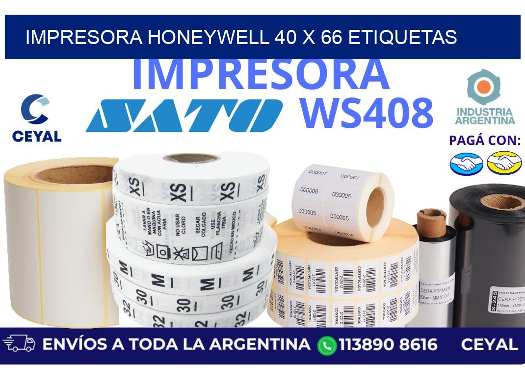 impresora honeywell 40 x 66 etiquetas
