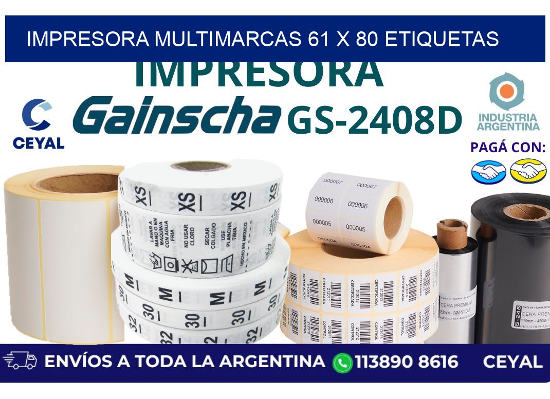 impresora multimarcas 61 x 80 etiquetas