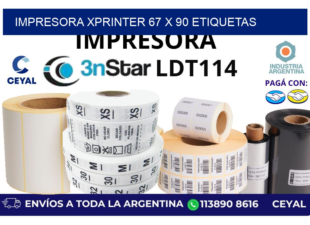 impresora xprinter 67 x 90 etiquetas