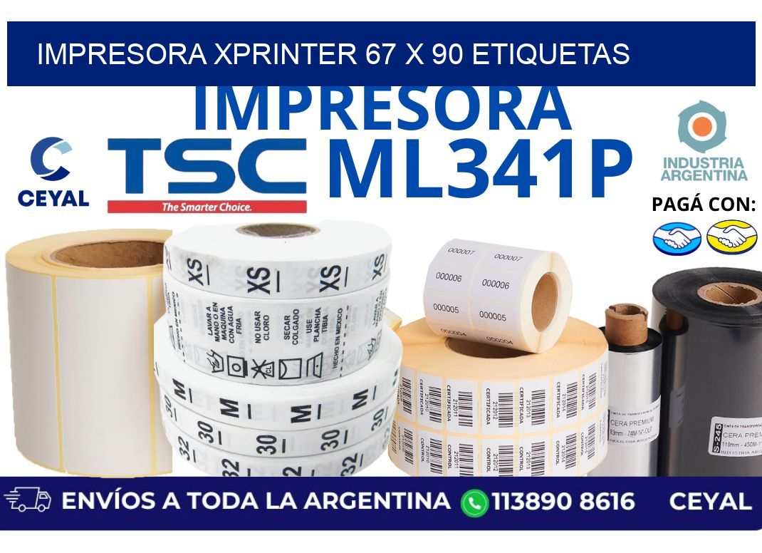 impresora xprinter 67 x 90 etiquetas