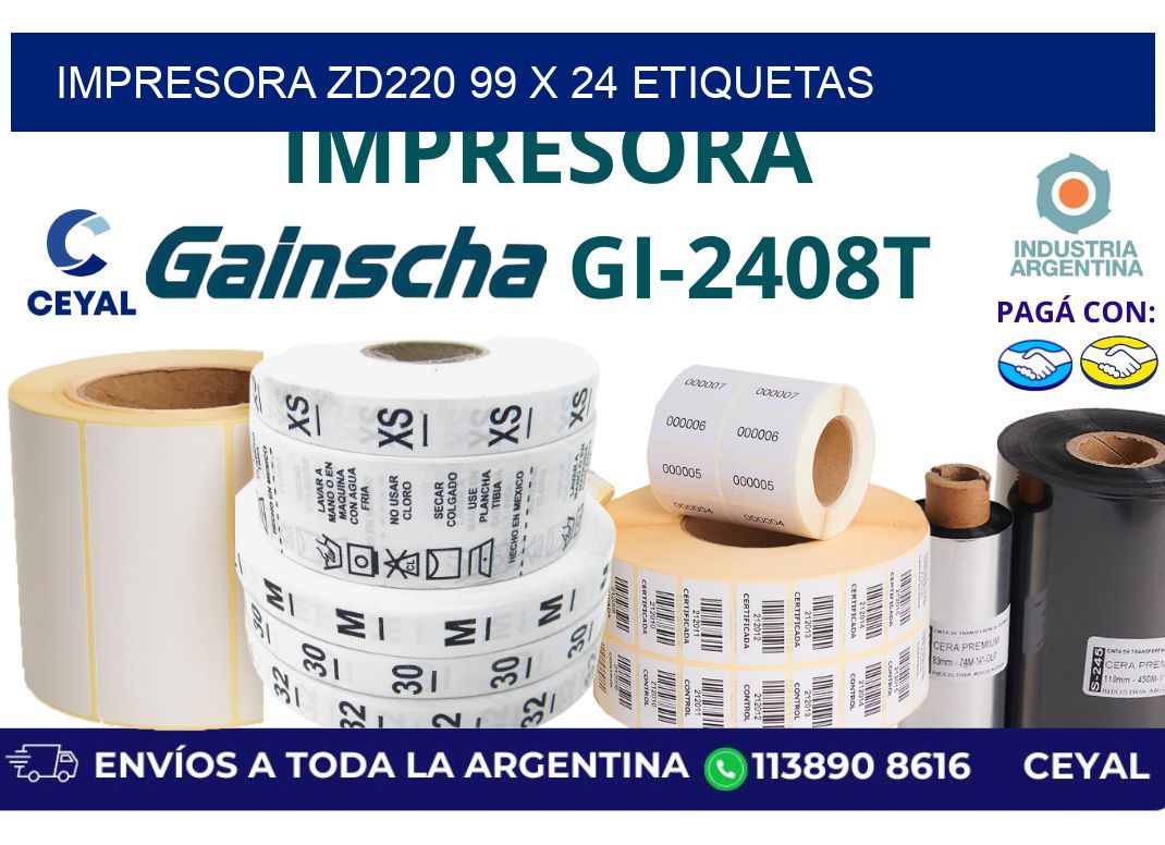 impresora zd220 99 x 24 etiquetas