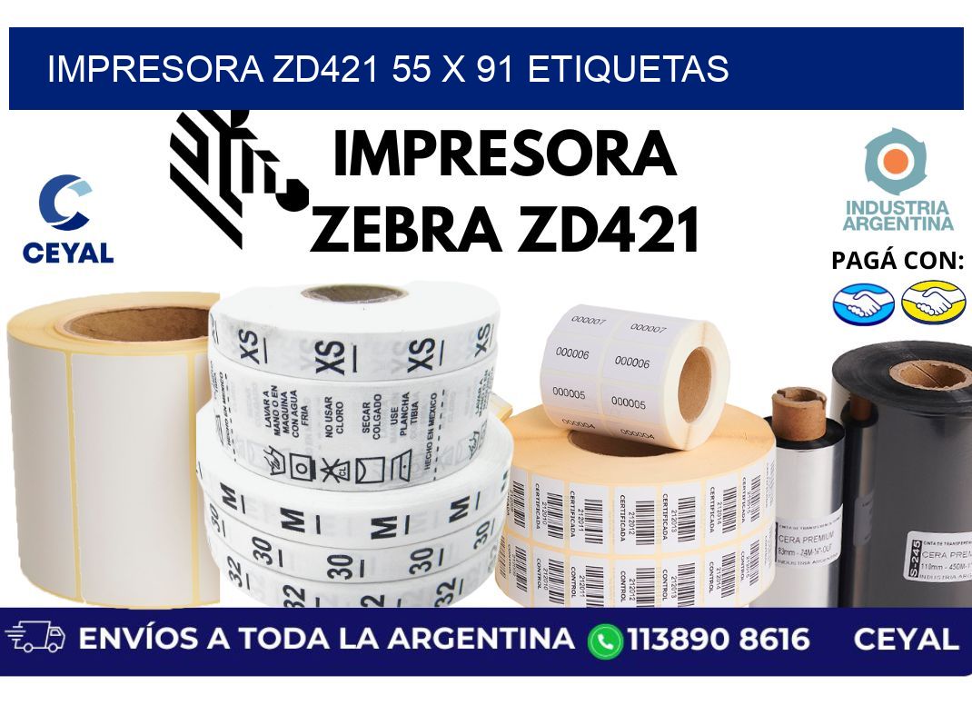 impresora zd421 55 x 91 etiquetas