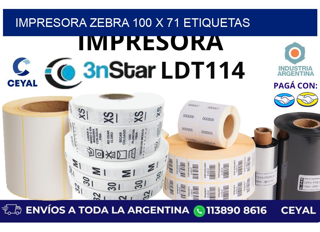 impresora zebra 100 x 71 etiquetas