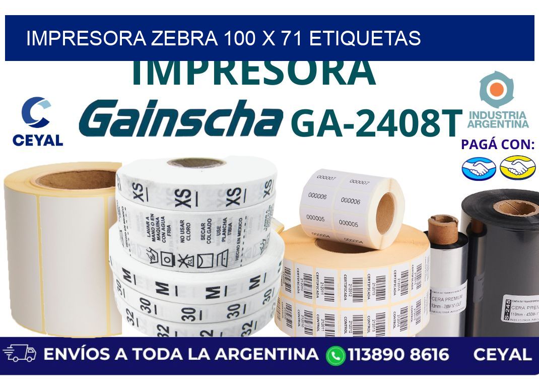 impresora zebra 100 x 71 etiquetas