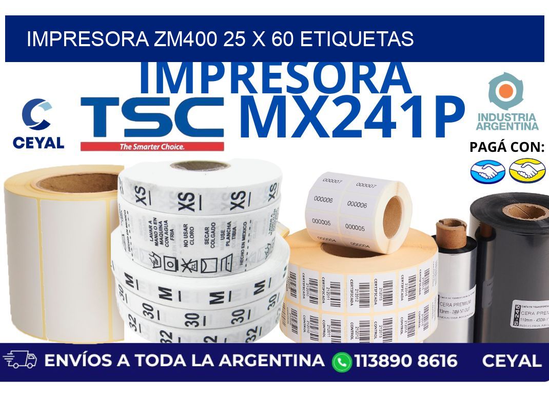 impresora zm400 25 x 60 etiquetas