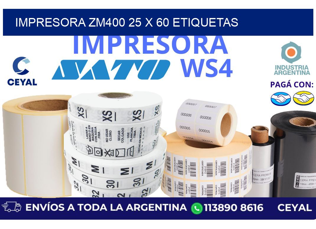 impresora zm400 25 x 60 etiquetas
