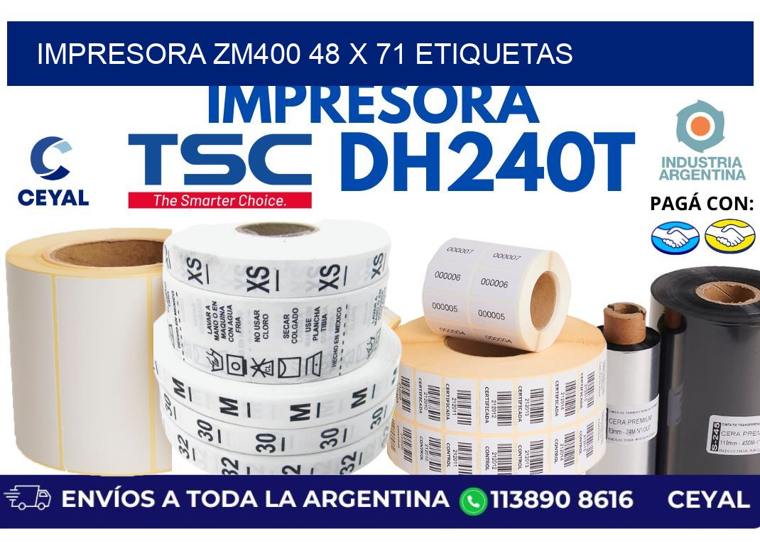 impresora zm400 48 x 71 etiquetas