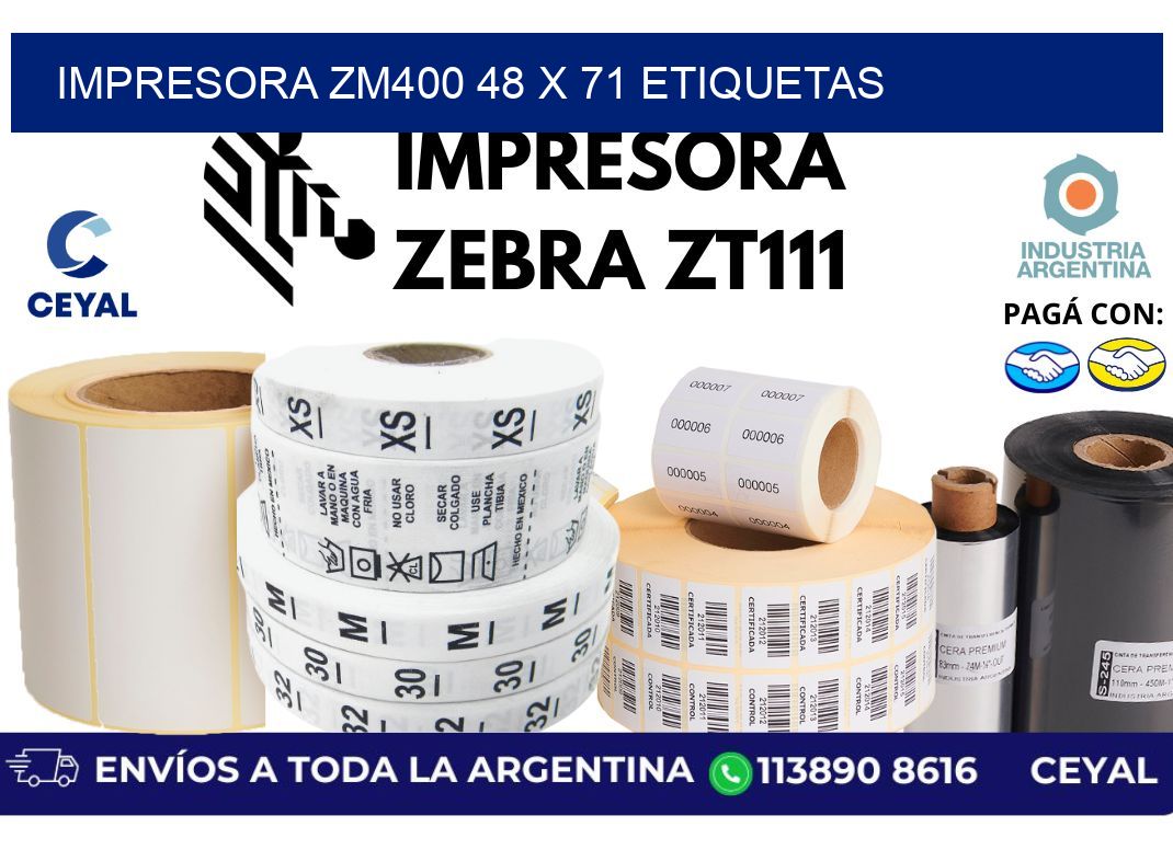 impresora zm400 48 x 71 etiquetas