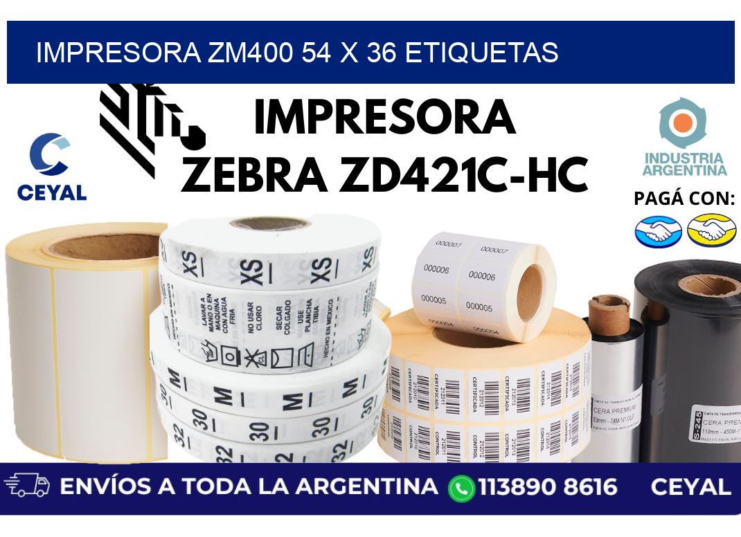 impresora zm400 54 x 36 etiquetas