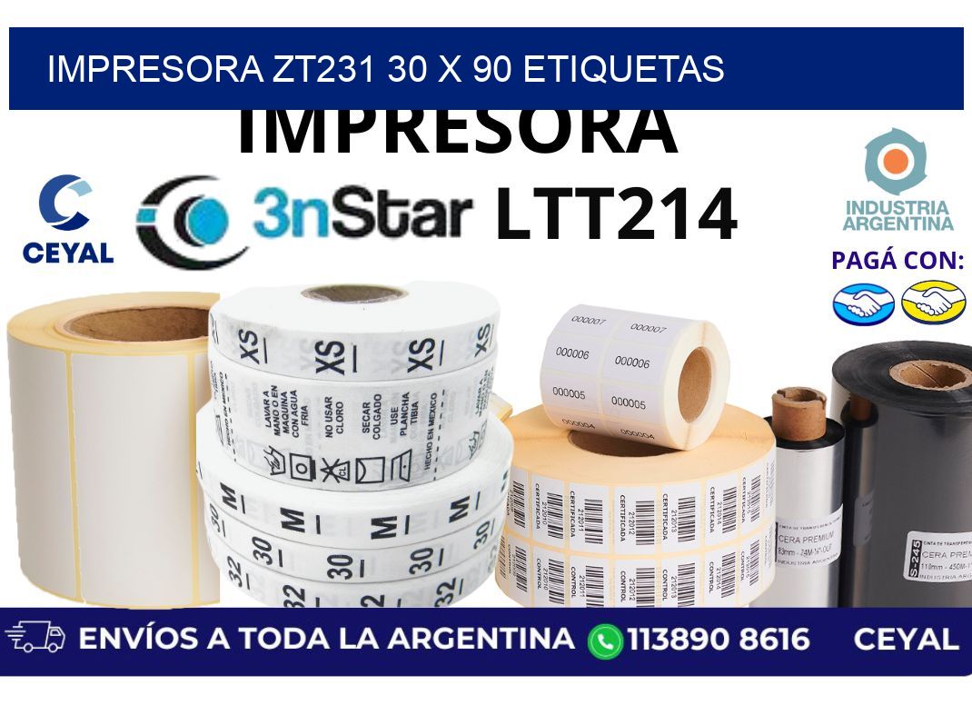 impresora zt231 30 x 90 etiquetas