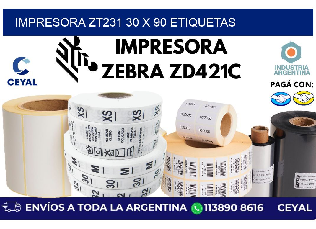 impresora zt231 30 x 90 etiquetas