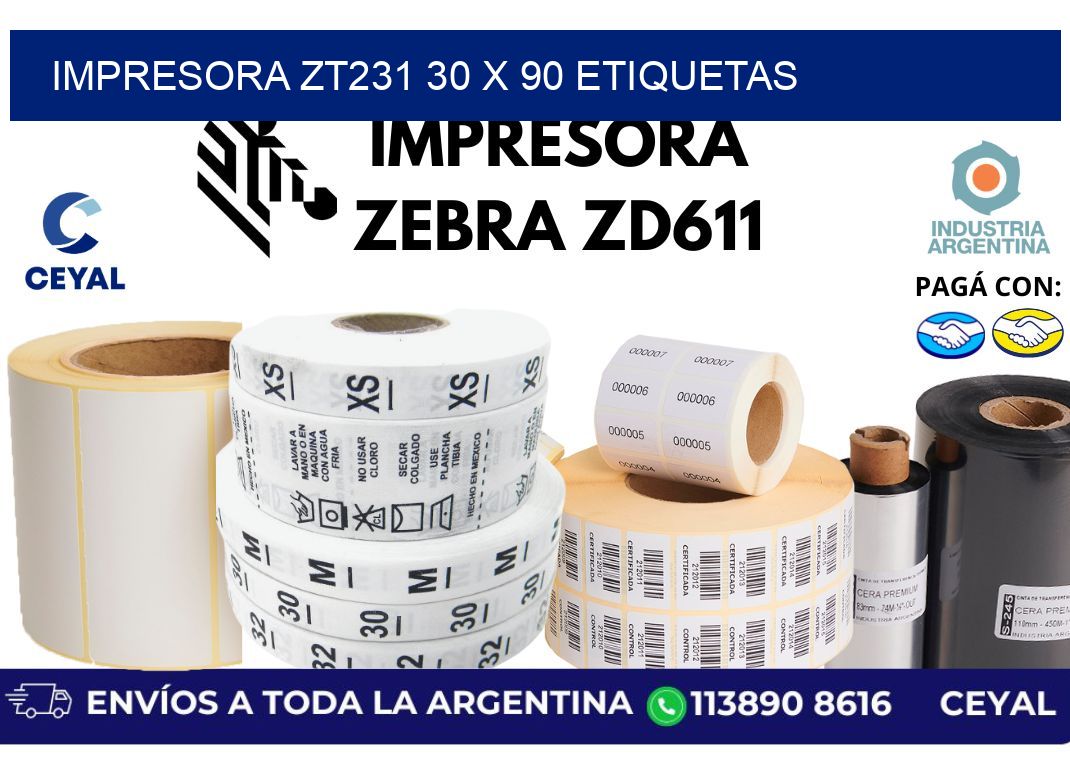 impresora zt231 30 x 90 etiquetas