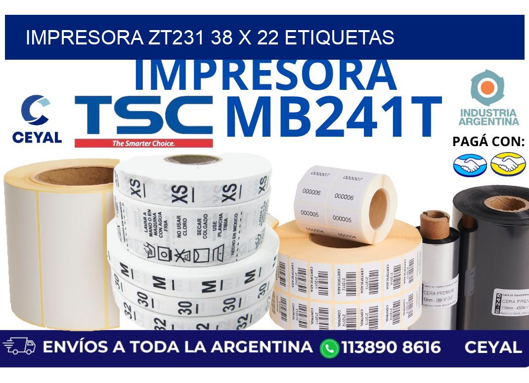impresora zt231 38 x 22 etiquetas