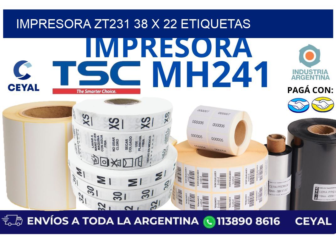 impresora zt231 38 x 22 etiquetas