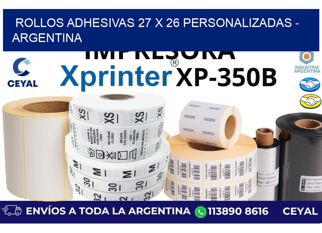 rollos adhesivas 27 x 26 personalizadas - Argentina