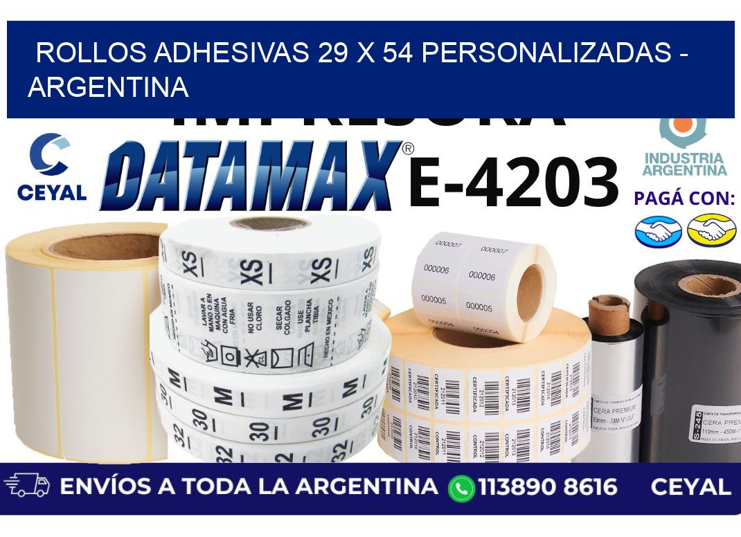 rollos adhesivas 29 x 54 personalizadas - Argentina