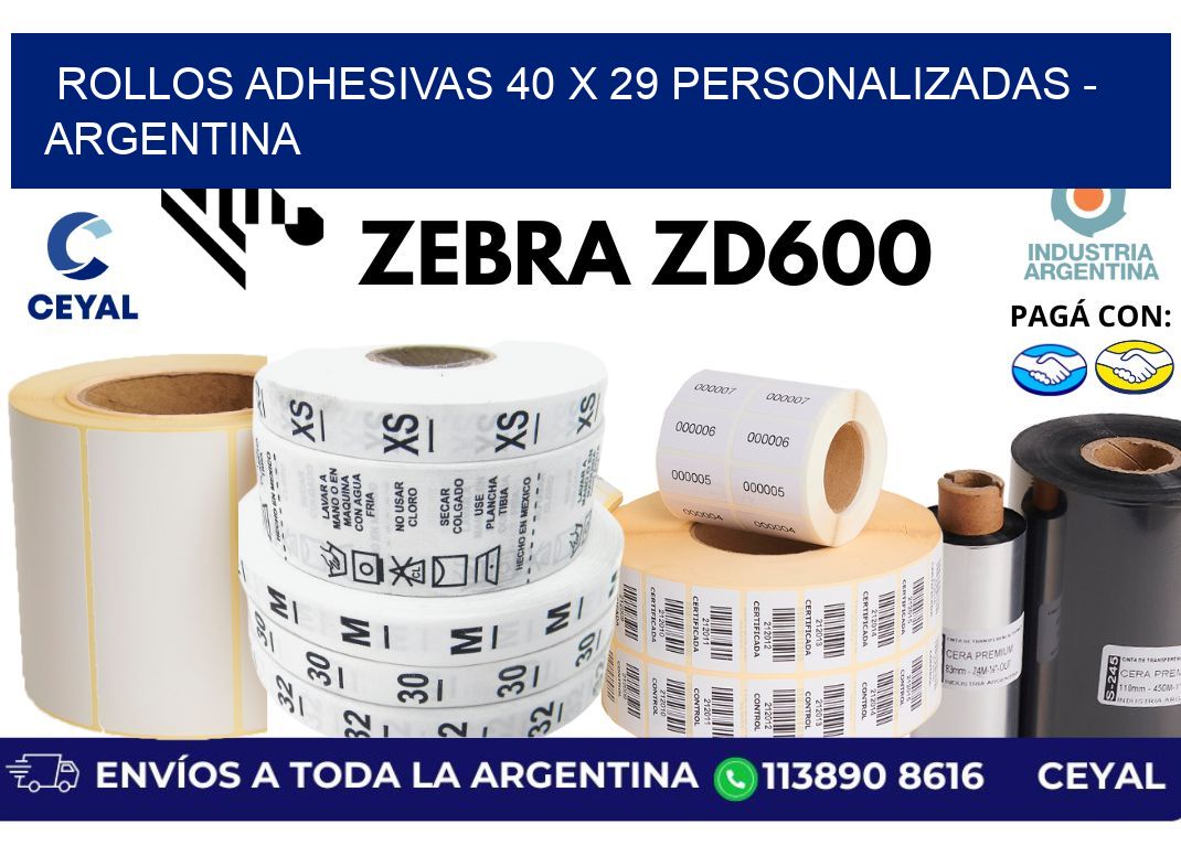 rollos adhesivas 40 x 29 personalizadas - Argentina