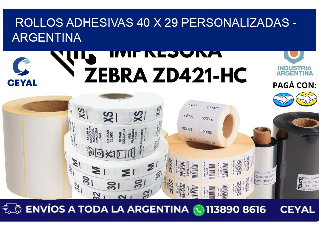 rollos adhesivas 40 x 29 personalizadas – Argentina