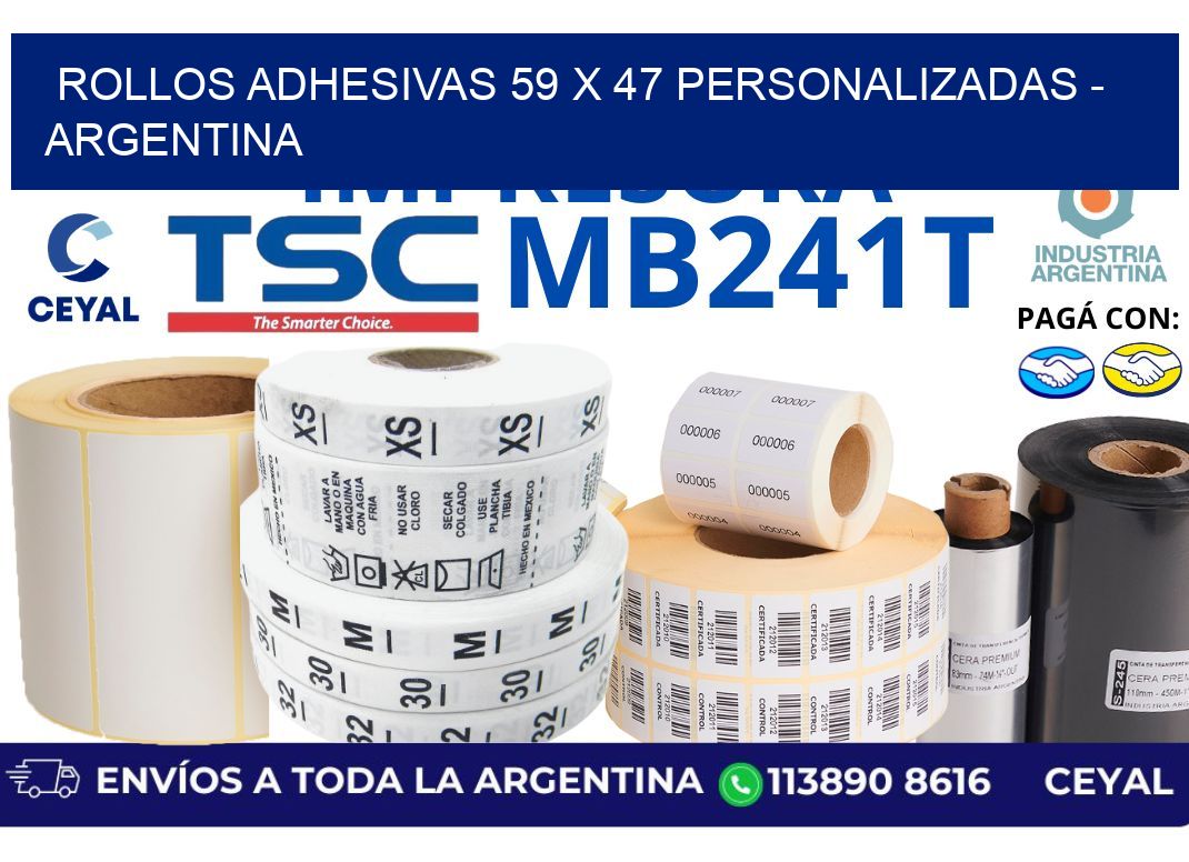 rollos adhesivas 59 x 47 personalizadas - Argentina
