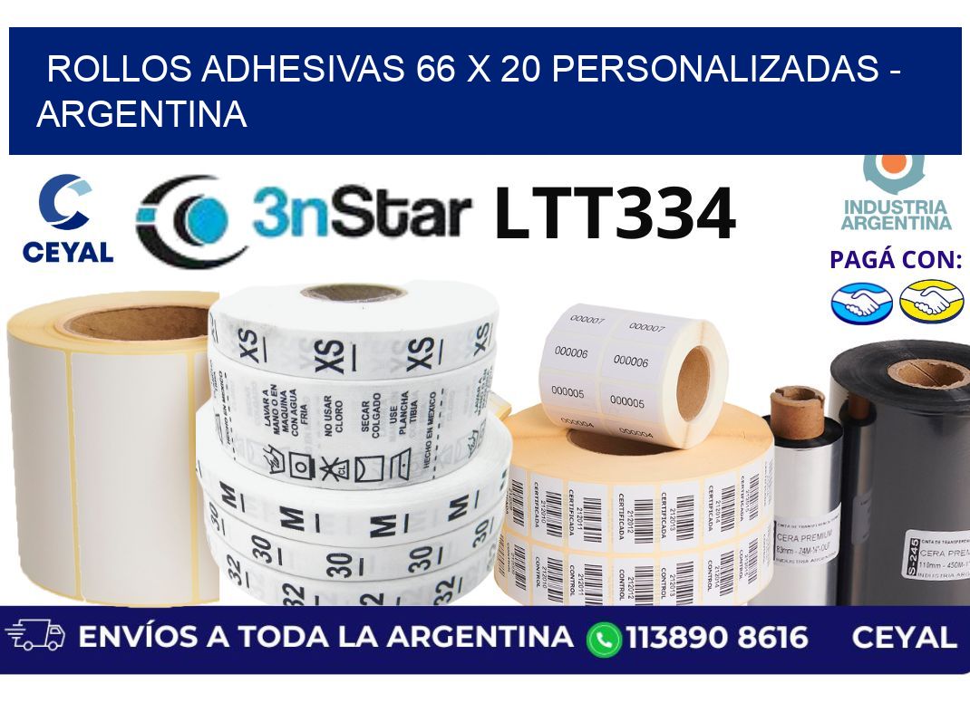 rollos adhesivas 66 x 20 personalizadas - Argentina
