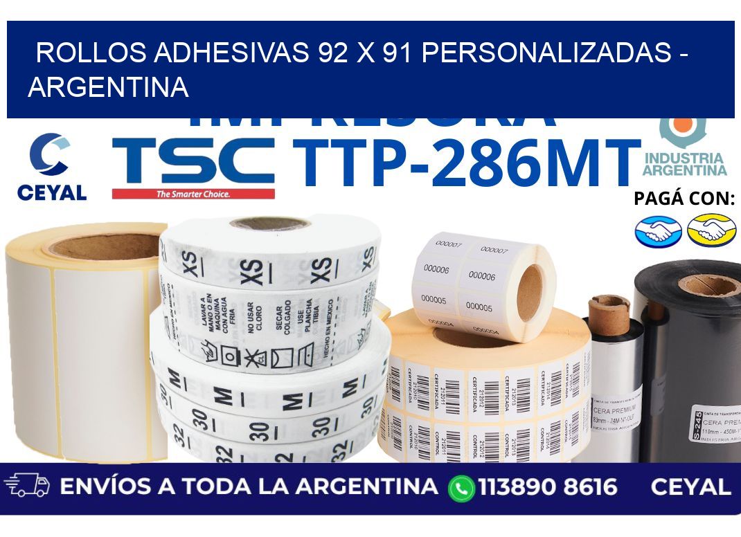 rollos adhesivas 92 x 91 personalizadas - Argentina