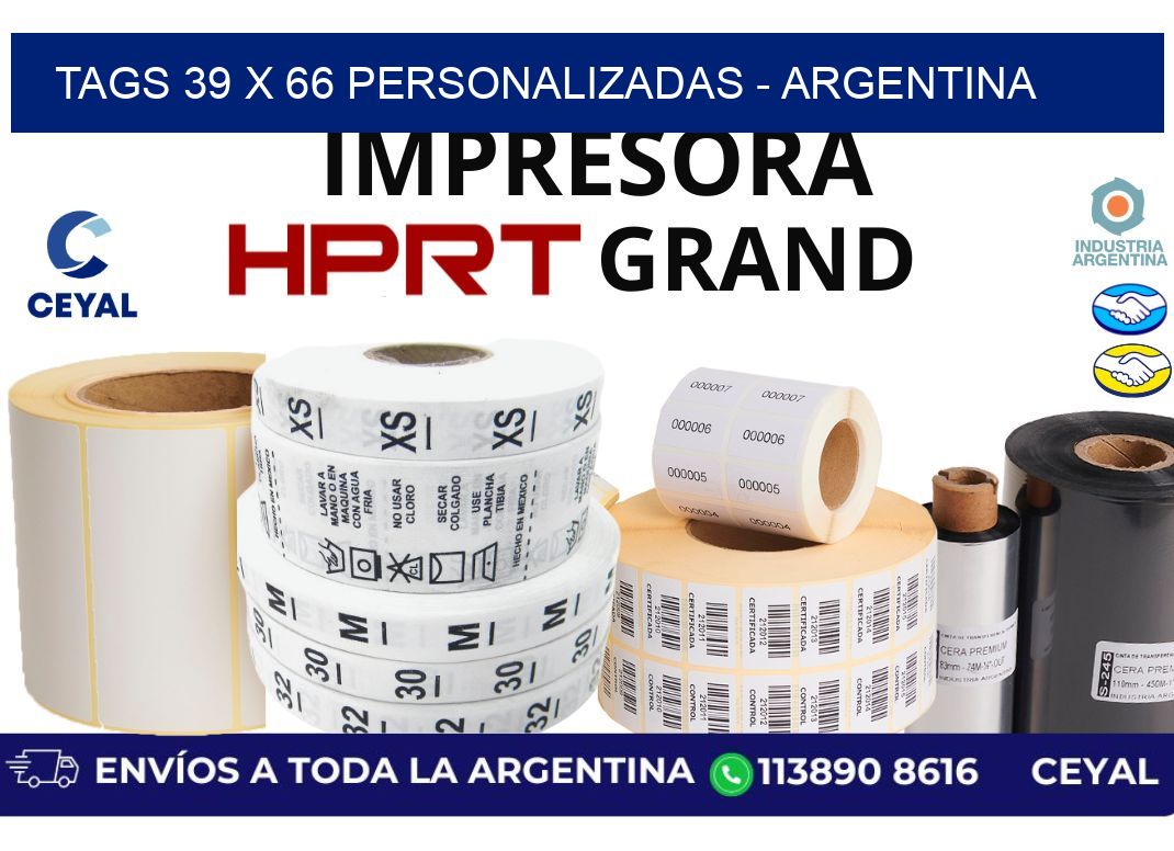 tags 39 x 66 personalizadas - Argentina