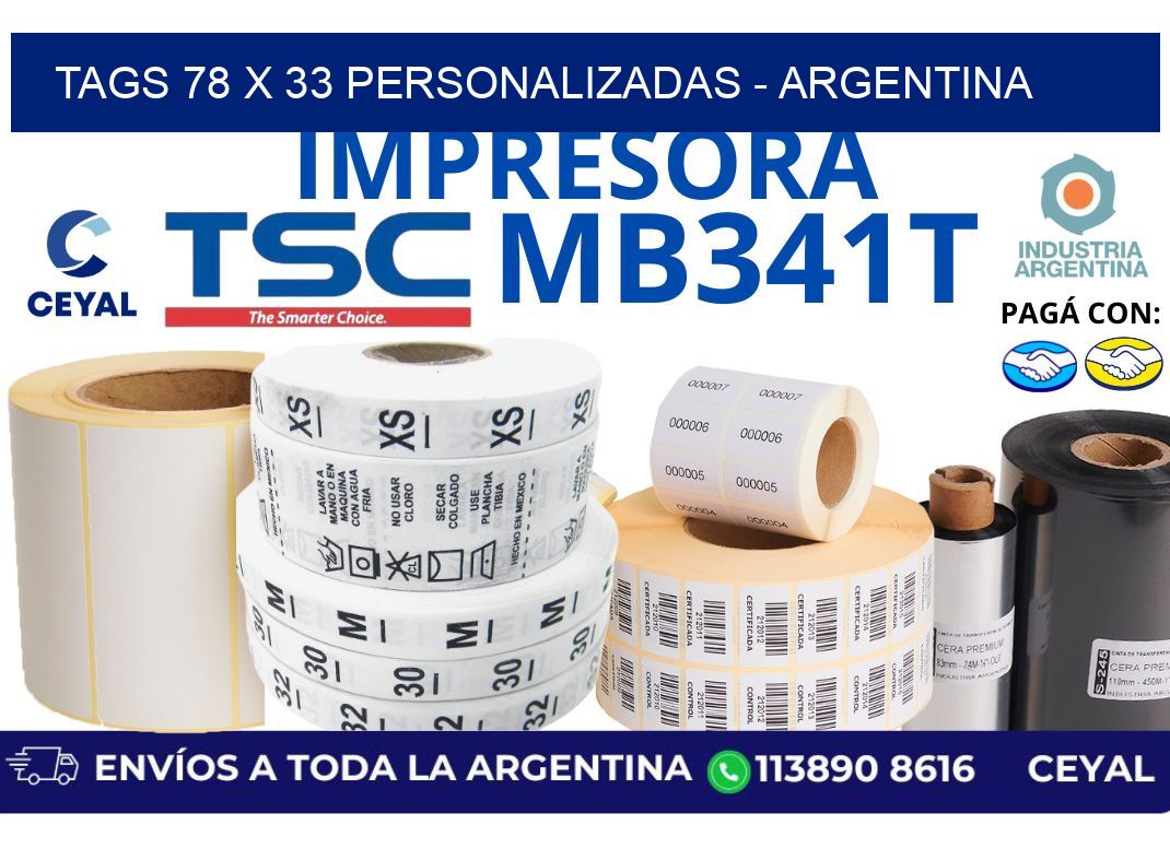 tags 78 x 33 personalizadas - Argentina