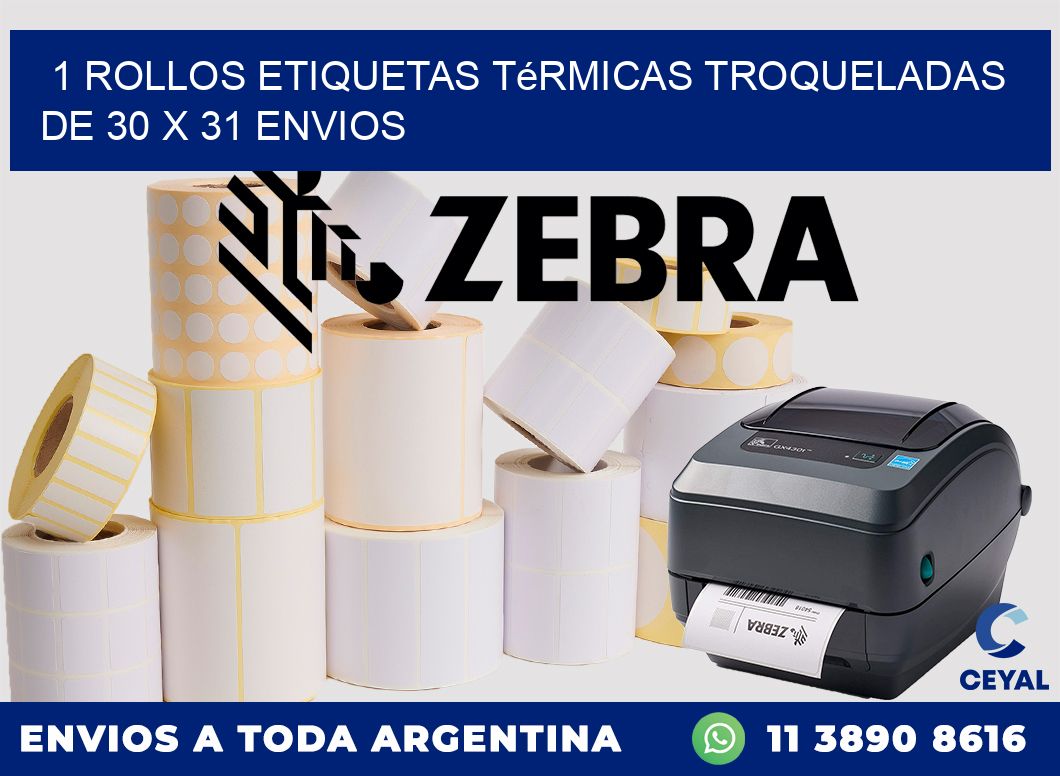 1 Rollos Etiquetas Térmicas Troqueladas De 30 x 31 ENVIOS
