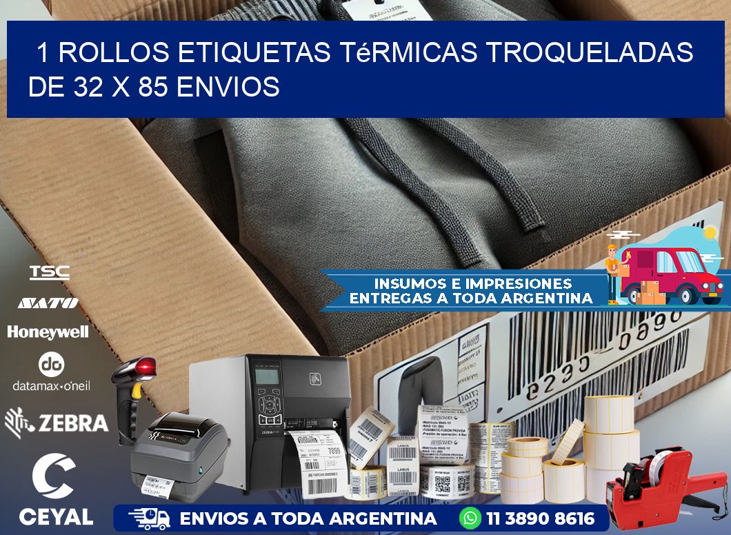 1 Rollos Etiquetas Térmicas Troqueladas De 32 x 85 ENVIOS