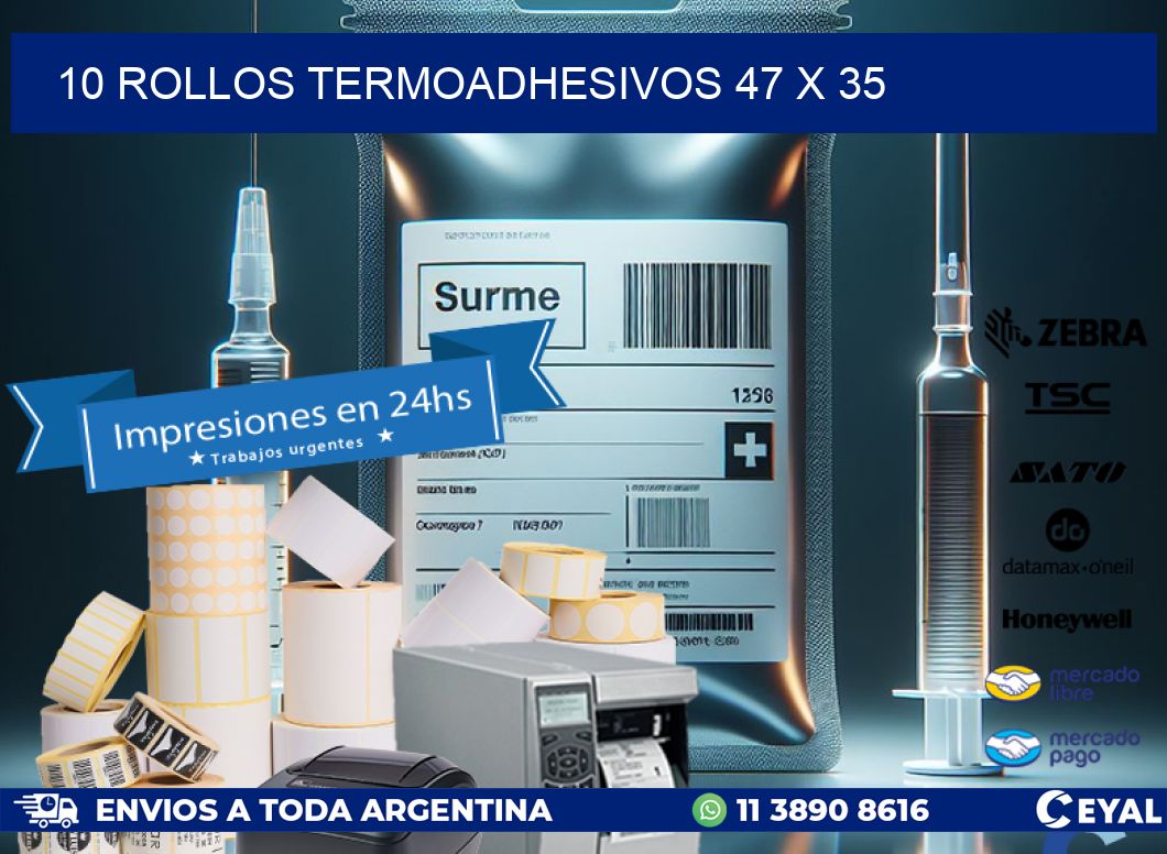 10 ROLLOS TERMOADHESIVOS 47 x 35