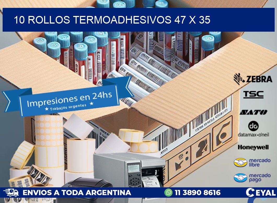 10 ROLLOS TERMOADHESIVOS 47 x 35