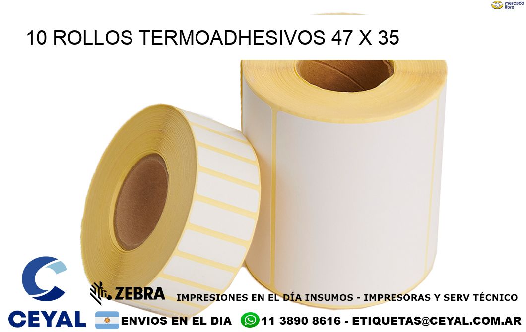10 ROLLOS TERMOADHESIVOS 47 x 35